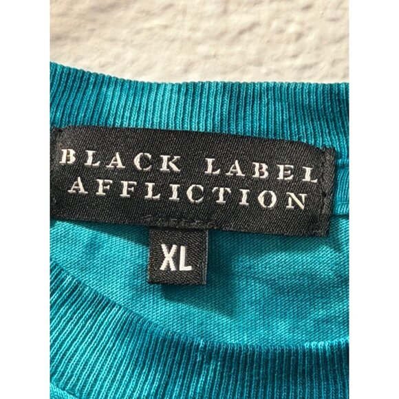 Black Label Affliction t-shirts size XL short sleeve turquoise women tee. - Picture 12 of 12